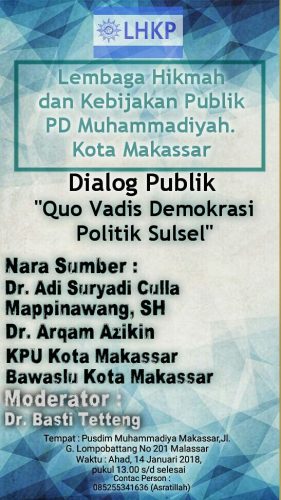 Ahad, PDM Makassar Diskusi Publik “Quo Vadis Demokrasi Politik Sulsel”