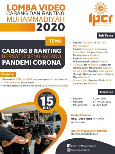 Inilah Juara Lomba Video Cabang dan Ranting Bersatu Menghadang Pandemi Corona