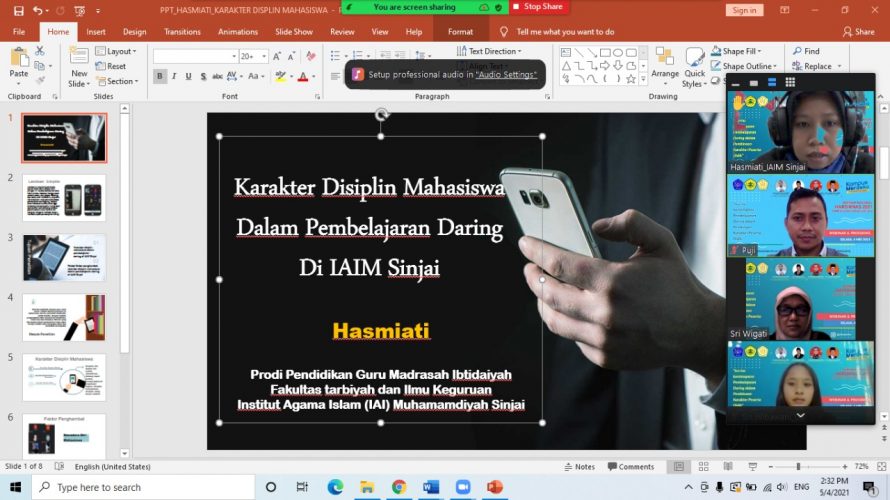 Webinar Nasional Penelitian, Ketua Prodi PGMI IAIM Sinjai Persentasi Paper