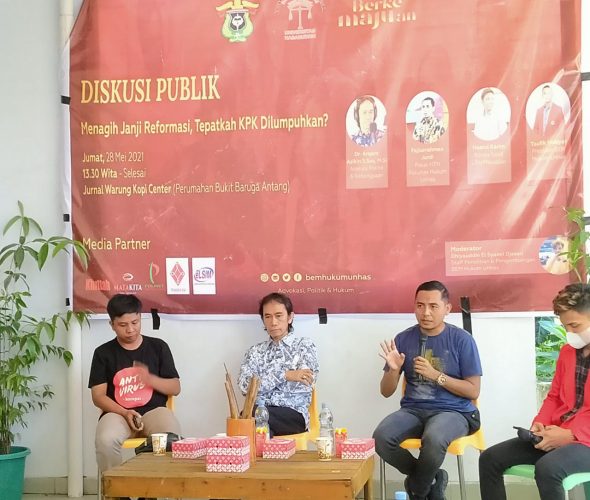 Gelar Diskusi Publik, BEM Hukum Unhas Bahas Kemungkinan KPK Dibubarkan