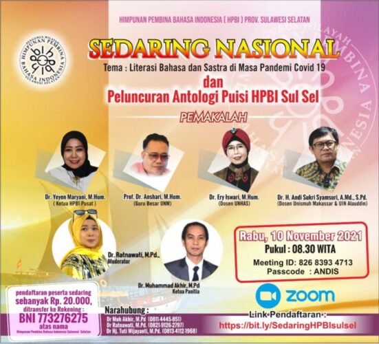 Wakil Rektor II Unismuh Narasumber Sedaring Nasional Literasi Bahasa dan Sastra