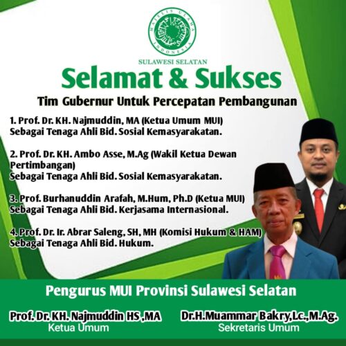Ketua dan Pengurus MUI Sulsel Terpilih Tim TGUPP Gubernur Andi Sudirman