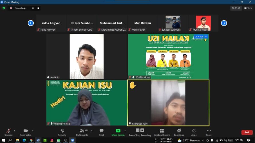 Pimpinan Daerah IPM Gowa Sukseskan Kajian Isu Virtual