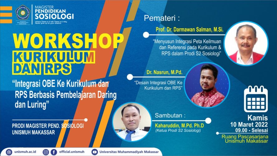 Hadirkan Prof Darmawan Salman, S2 Pendidikan Sosiologi Unismuh Gelar Workshop Kurikulum