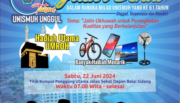 Jalan Sehat Semarak Milad 61 Unismuh Makassar Siapkan Hadiah Umrah