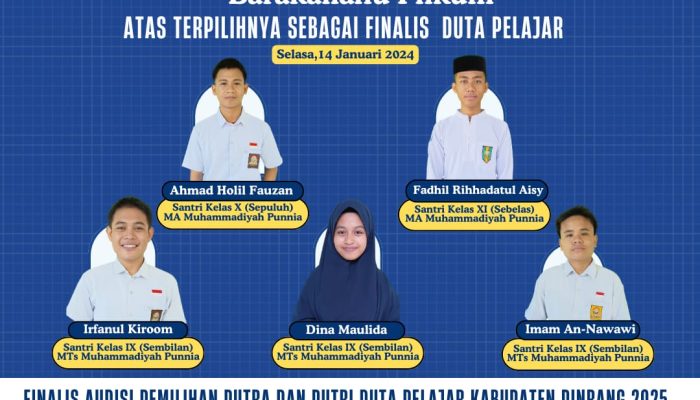 Lima Santri Pesantren Darul Arqam Muhammadiyah Punnia Lolos Finalis Duta Pelajar Kabupaten Pinrang