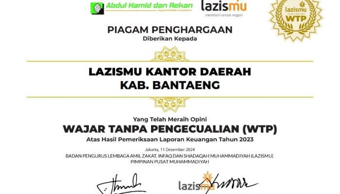 Lazismu Bantaeng Quattrick Opini Wajar Tanpa Pengecualian