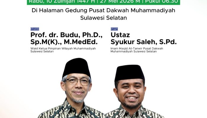 PWM Sulsel Gelar Salat Iduladha 1447 H di Pusat Dakwah Muhammadiyah, Prof Budu Jadi Khatib