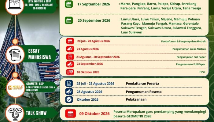 GEOMETRI 2026 UNM Buka Kompetisi Matematika Nasional, Pendaftaran Ditutup 31 Agustus